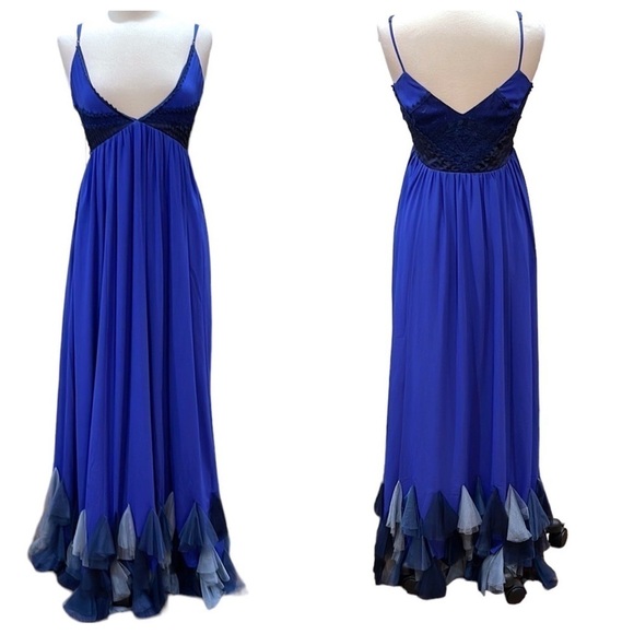 NWT Free People Forget Me Not Chiffon Maxi Dress SZ 8 Periwinkle Blue - Picture 5 of 15